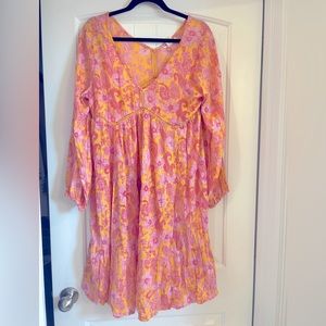 Long sleeve oversized floral dress